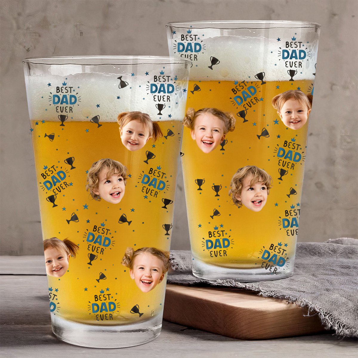 Best Dad Ever - Personalized Photo Beer Glass