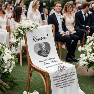 Custom Photo, Name & Relation Reserved Wedding Memorial Chair Sign, Personalized Wedding Chair Banner In Memory Of Loved Ones