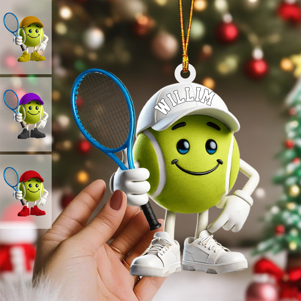 Cool Tennis Ball Christmas Ornament, Personalized Ornament, Tennis Lover Christmas Gift