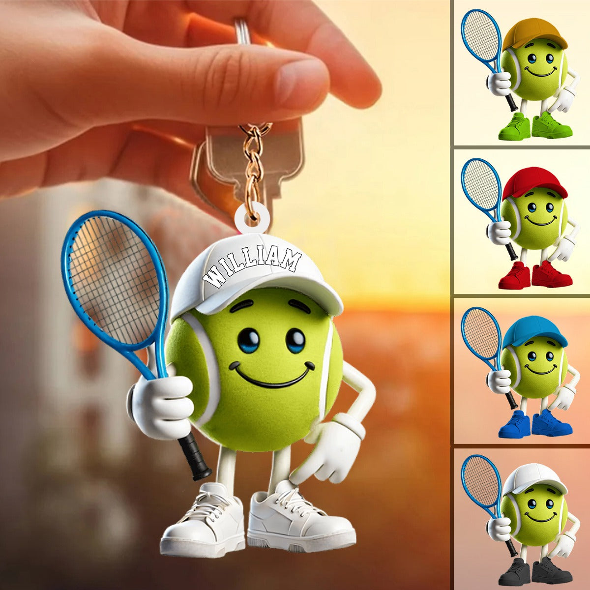 Personalized Cool Tennis Ball Acrylic Keychain, Gift For Tennis Lover