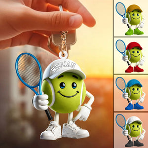 Personalized Cool Tennis Ball Acrylic Keychain, Gift For Tennis Lover