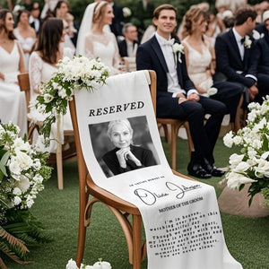 In Loving Memory From Heaven - Personalized Memorial Wedding Chair Sign Banner Reserved for Loved Ones