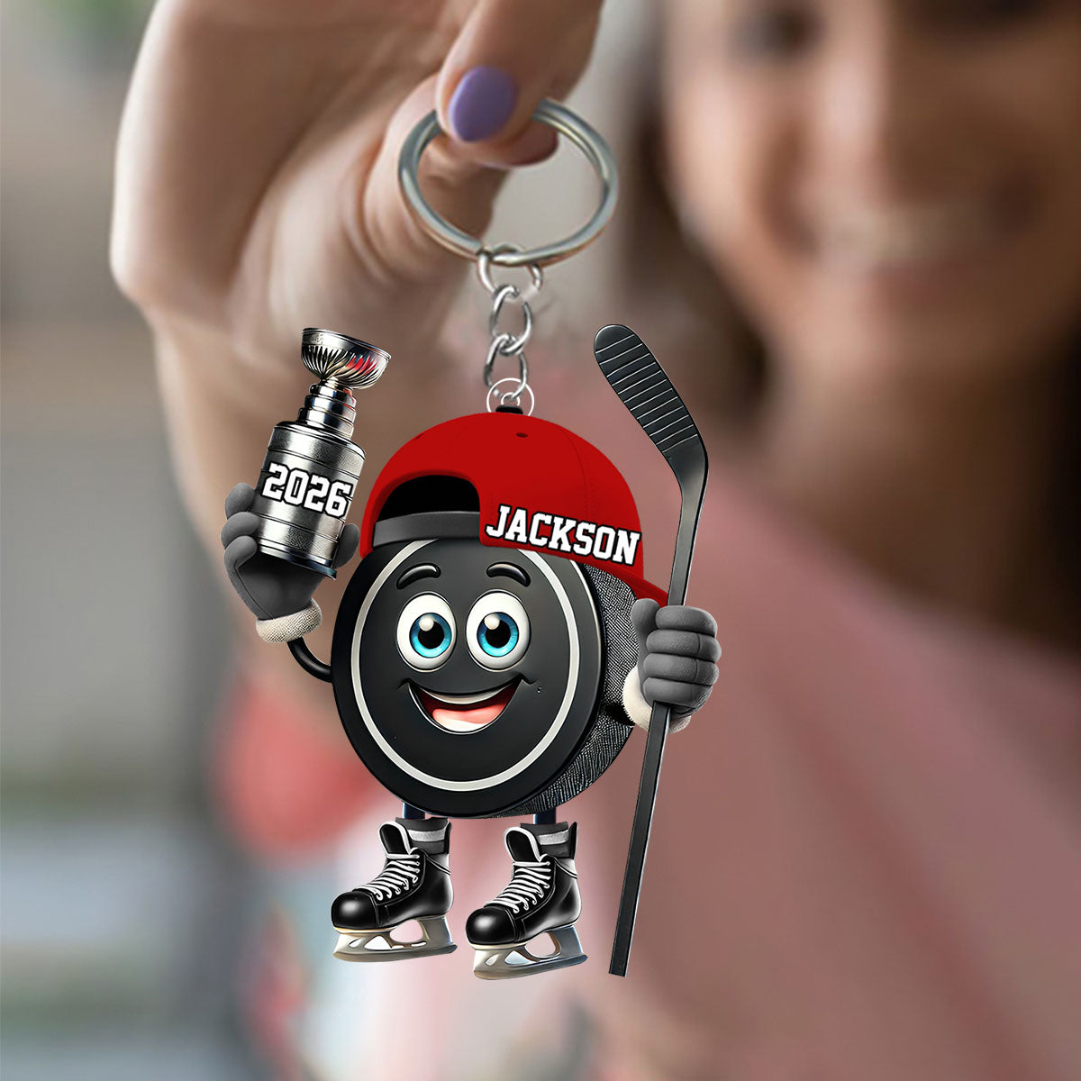 Personalized Trophy Hockey Keychain, A Gift For Ice Hockey Enthusiasts