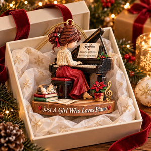 Just a Girl Who Loves Piano - Personalized Music Lover Ornament, Pianist Christmas Gift for Daughter