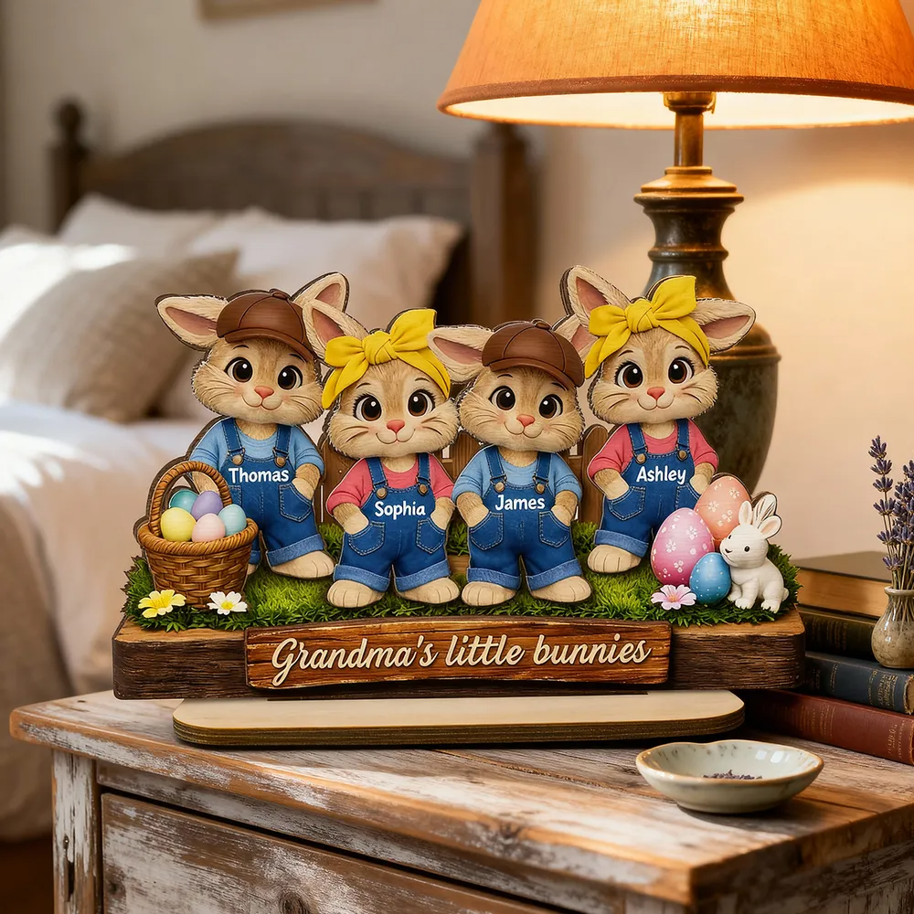 Grandma's Little Bunnies - Personalized Wooden Plaque - Easter Gift for Grandma