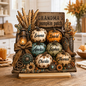 Personalized "Western Leopard Pumpkin Patch" Wooden Plaque – Fall Halloween Decor For Grandma