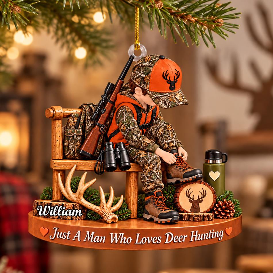 Just A Boy Who Loves Hunting – Personalized Christmas Ornament | Custom Name Keepsake Gift For Hunters