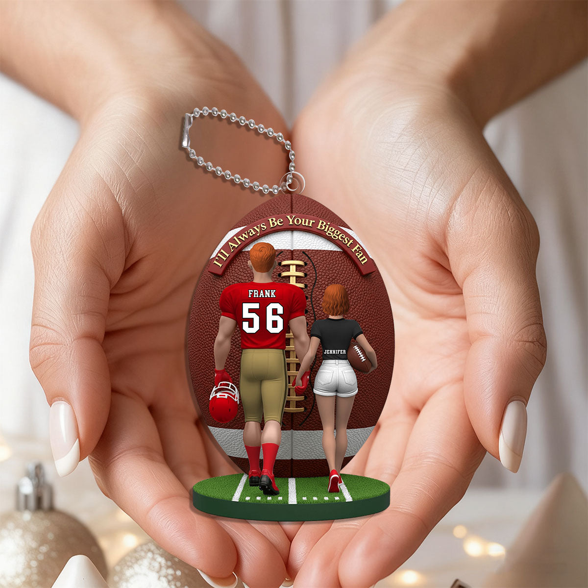 I'll Always Be Your Biggest Fan - American Football Couple Personalized Ornament
