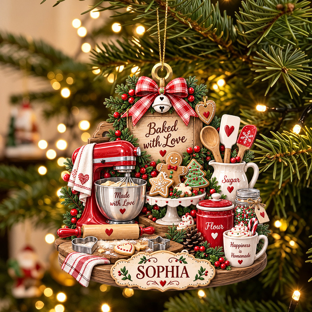 Baked With Love – Personalized Baker Christmas Ornament | Custom Name Keepsake Gift For Bakers