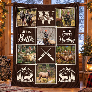 Personalized Elk Hunting Blanket – Custom Elk Hunter Photo Collage, Keepsake Gift or Elk Hunters & Hunting Lovers