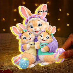 Bunny Easter Grandma with Grandkids' Names - Personalized Light Box