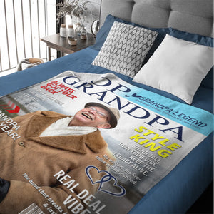 Personalized Grandpa Magazine Cover Blanket Gifts for Grandpa