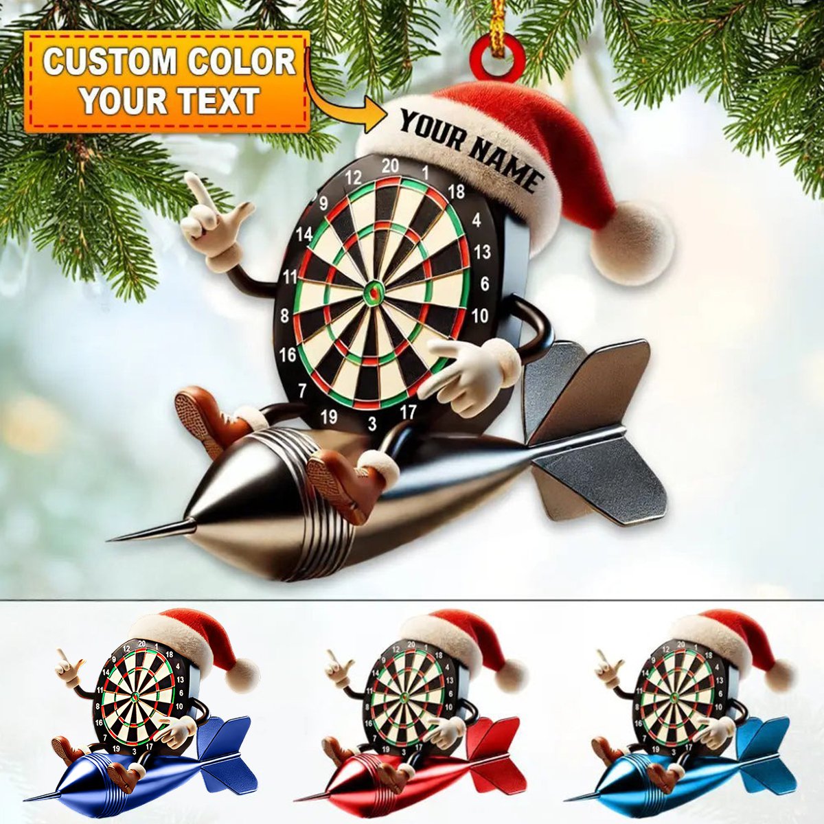 Custom Name Dart Personalized Acrylic Ornament Dart Lover Christmas Gift