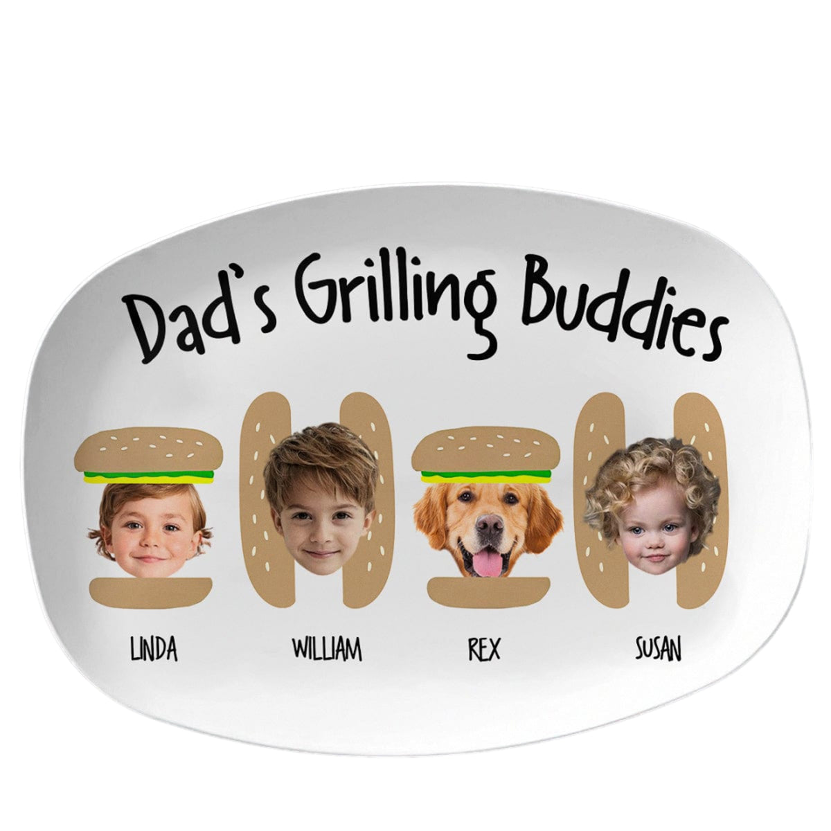 Custom Photo Daddy's Grilling Buddies Burger Hot Dog Platter