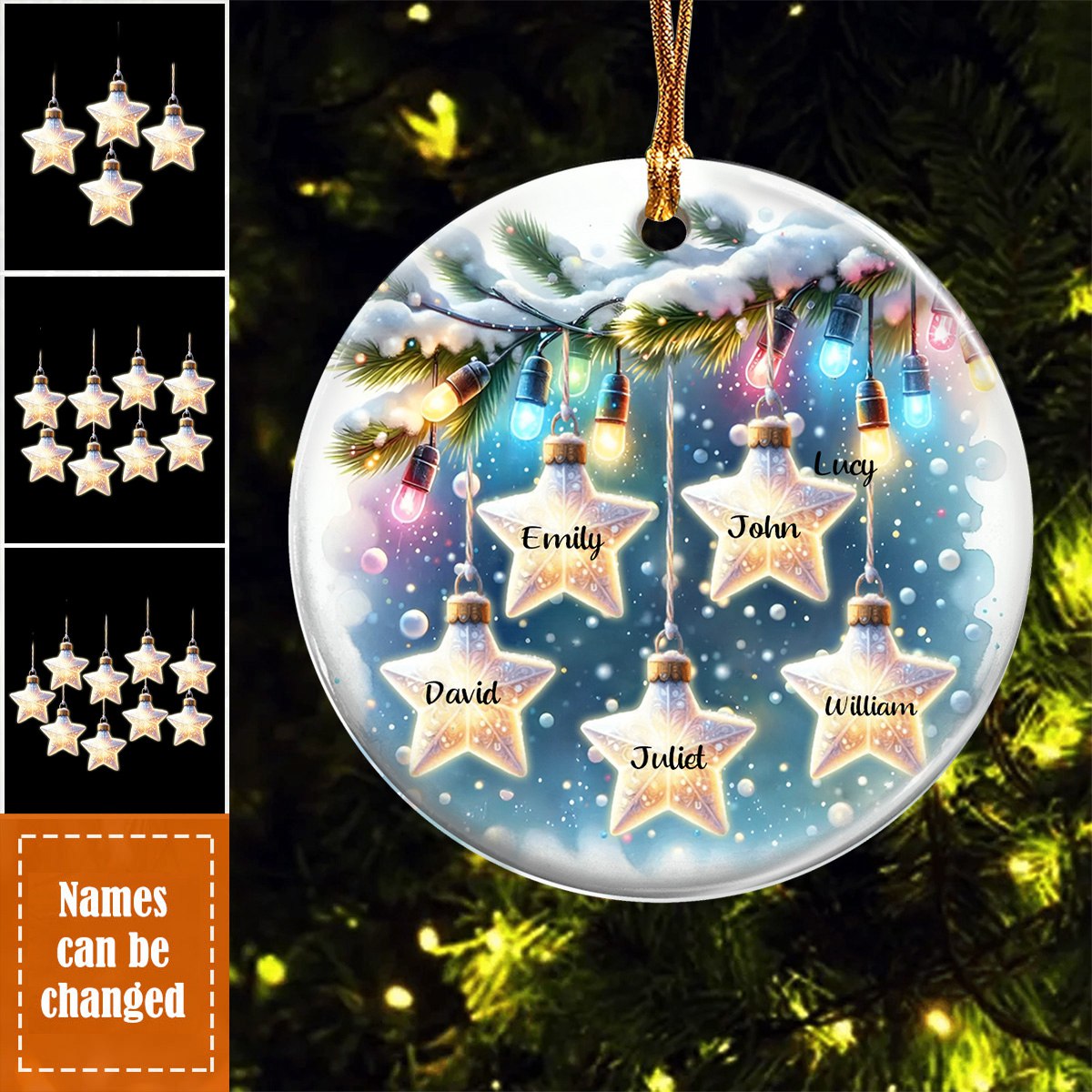 Personalized Star Family Christmas Ceramic Ornament
