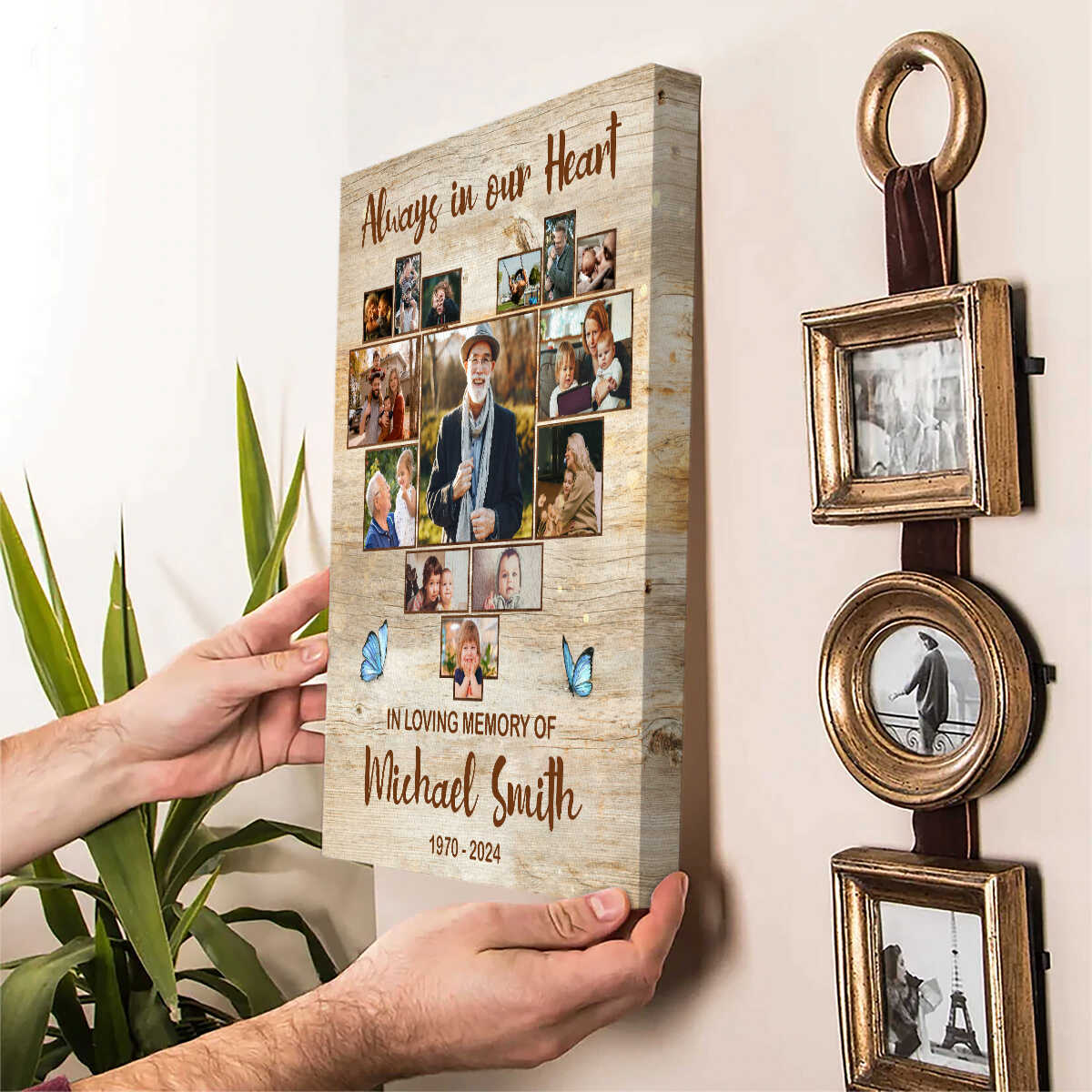 IN LOVING MEMORY OF-Personalized Memorial Collage Photo Canvas/Poster