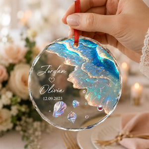 Personalized "Ocean Wave" Glass Ornament – Mermaid Tail Keepsake For Engagement & Wedding Gift