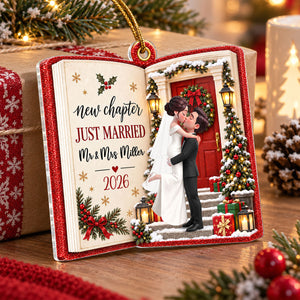 "Just Married – New Chapter, New Memories" – Personalized Acrylic Ornament | Christmas Tree Keepsake For Couples