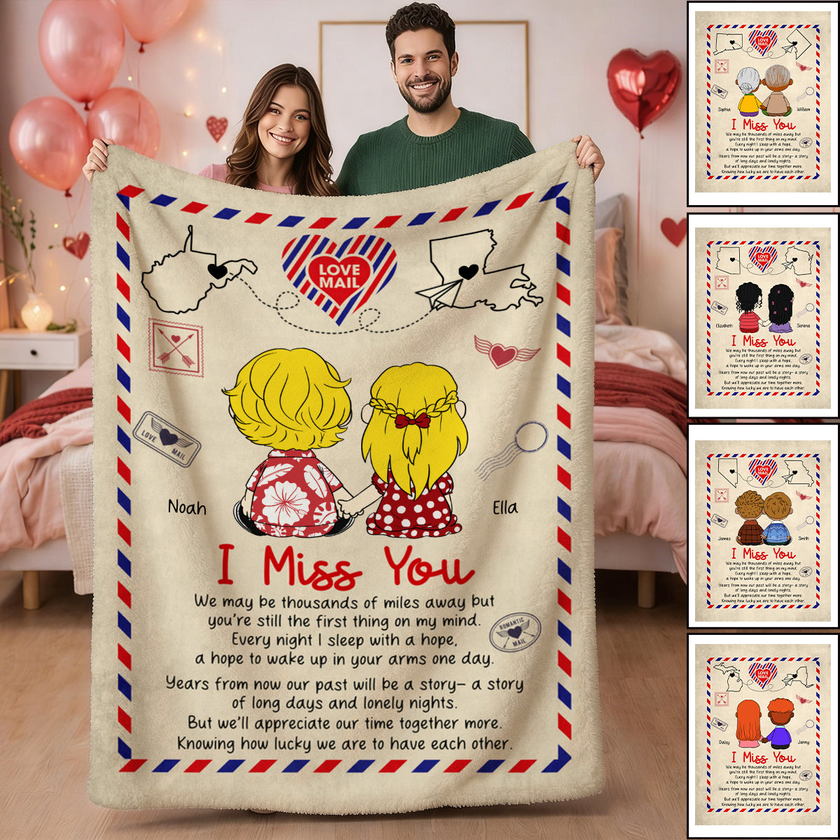 Personalized Love Mail Blanket Unique Valentine's Day Gifts for Couples