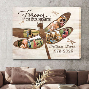 Dragonfly Memorial Photo Collage Canvas, Personalized Memorial Photo Gifts, Remembrance Gifts