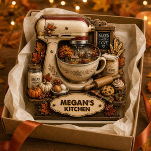 Personalized Vintage Stand Mixer Fall Season Wooden Plaque | Baking Gift for Bakers