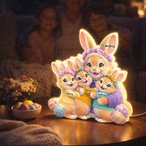 Bunny Easter Grandma with Grandkids' Names - Personalized Light Box