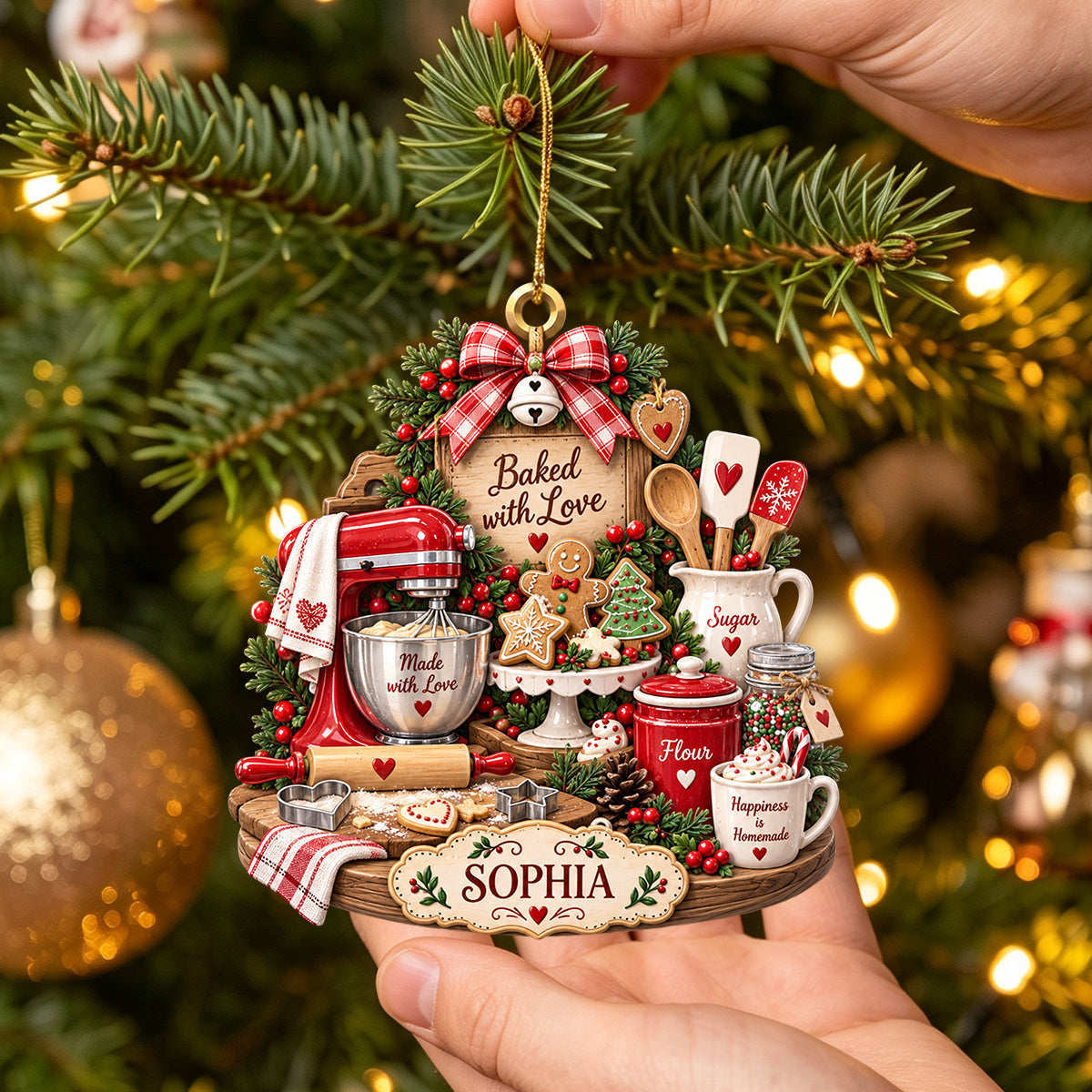 Baked With Love – Personalized Baker Christmas Ornament | Custom Name Keepsake Gift For Bakers