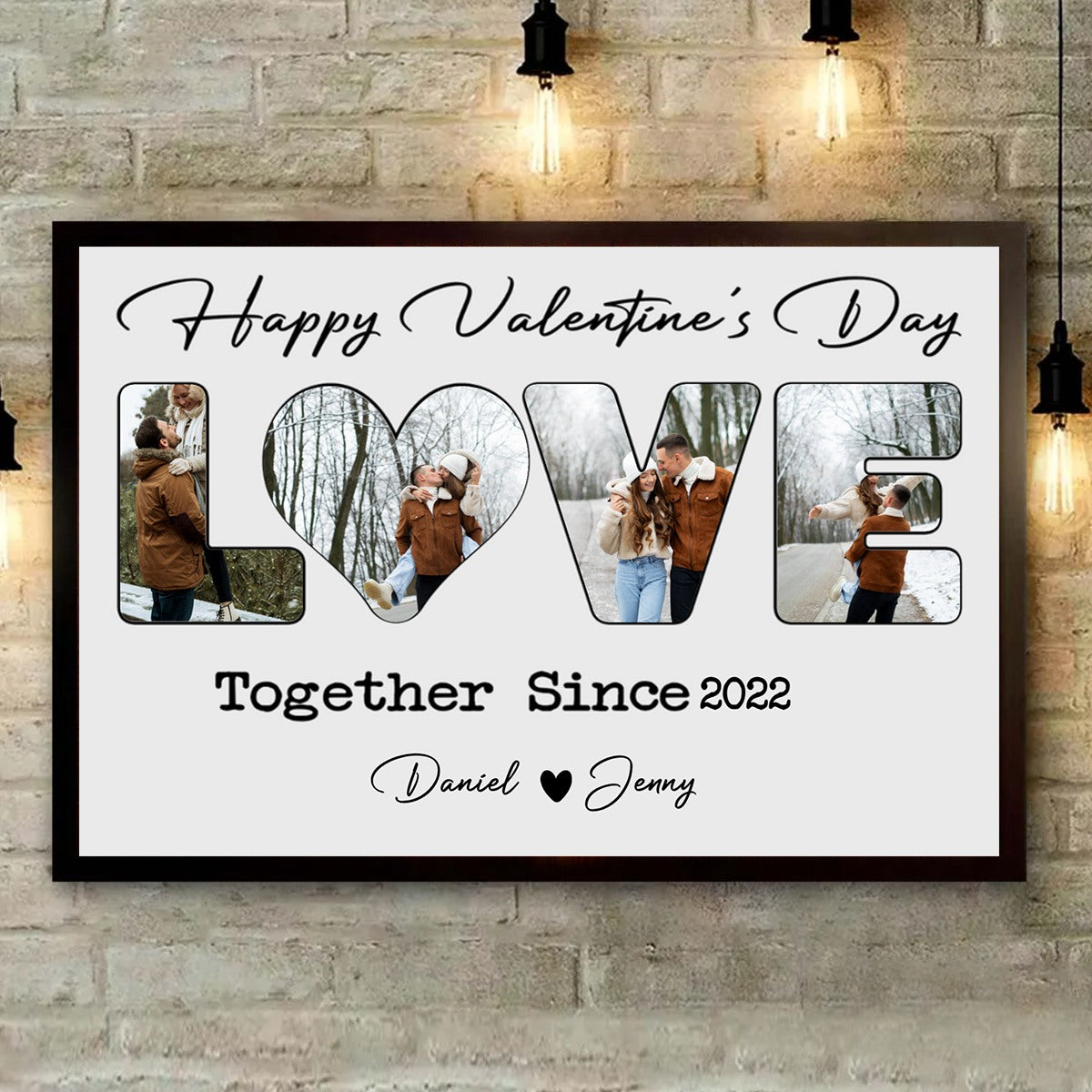 To Me You Are The World Custom Photo Personalized Canvas Poster Valentine's Gift for Couple