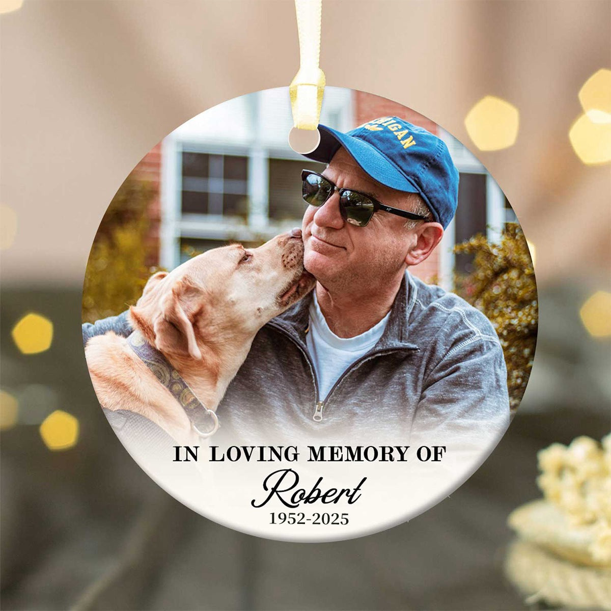 Custom Photo Memorial Ornament,Personalized In Loving Memory Christmas Ceramic Ornament