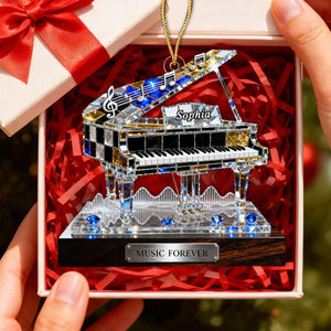 Personalized Stained Glass Effect Piano Themed Ornament,Music Lover Musician Gift