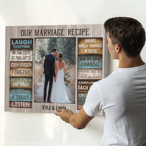 For Our Forever Love - Marriage Recipe Custom Couple Photo and Name Personalized Canvas Prints Valentine's Gift for Him, Her