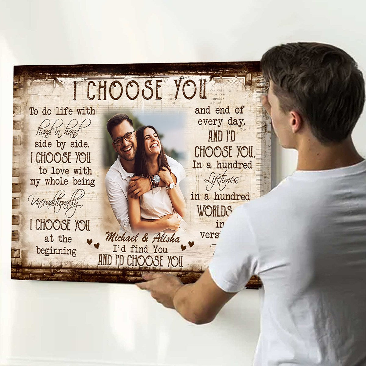I Choose You Couple Personalized Canvas Poster, Anniversary Gift, Valentine's Day Gifts