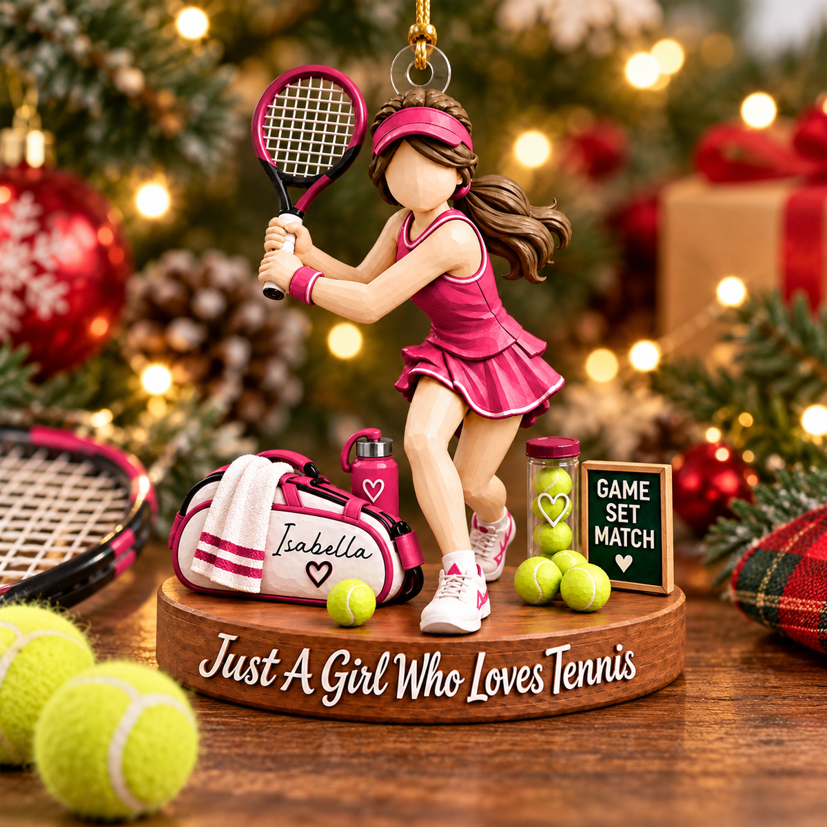 Just A Girl Who Loves Tennis – Personalized Acrylic Christmas Ornament | Custom Name Keepsake Gift For Tennis Players & Fans