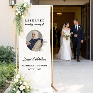 In Loving Memory Rustic Wedding Custom Photo Memorial Sign - Personalized Wedding Chair Sign Banner Reserved for Loved Ones