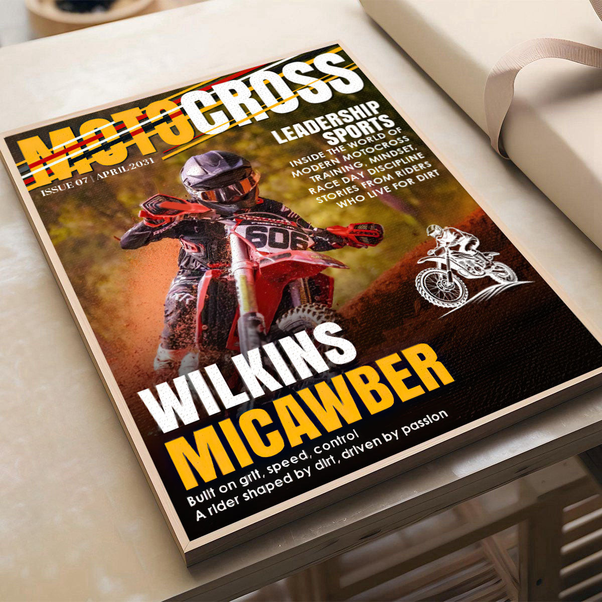 Personalized Motocross Magazine Cover Poster, Gift for Motocross Lovers, Custom Dirt Bike Rider Photo Gift