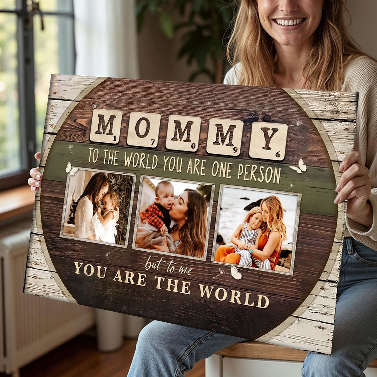 Mommy To The World You Are One Person Custom Photo Canvas, Mothers Day Gift from Kids
