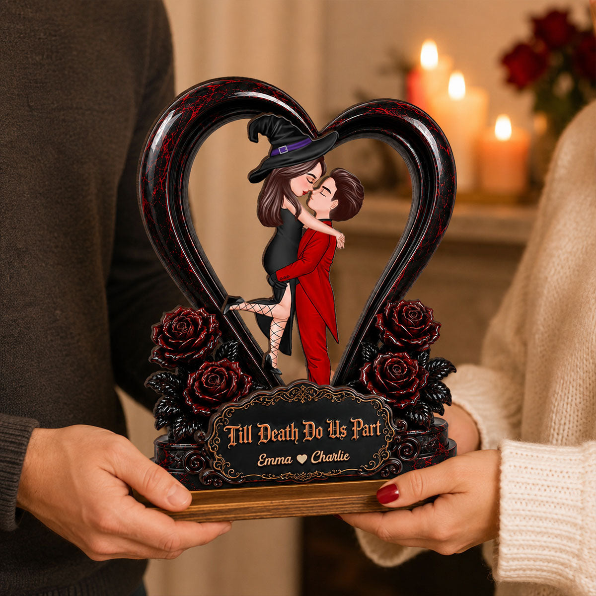 "From Our First Kiss To Our Last Breath" – Halloween Couple Wooden Plaque | Personalized Keepsake For Him & Her