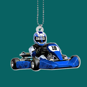 Go Kart Racing - Personalized Acrylic Ornament - Christmas Gift for Go Kart Lover, Racing Gift