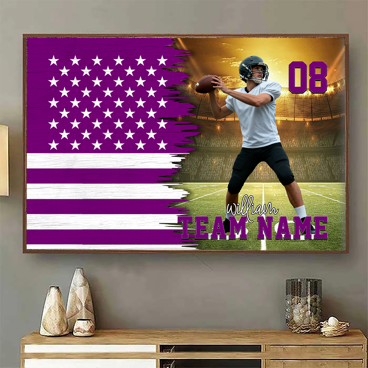 Personalize Custom Poster Canvas American Football Game Day Gift For Sport Family