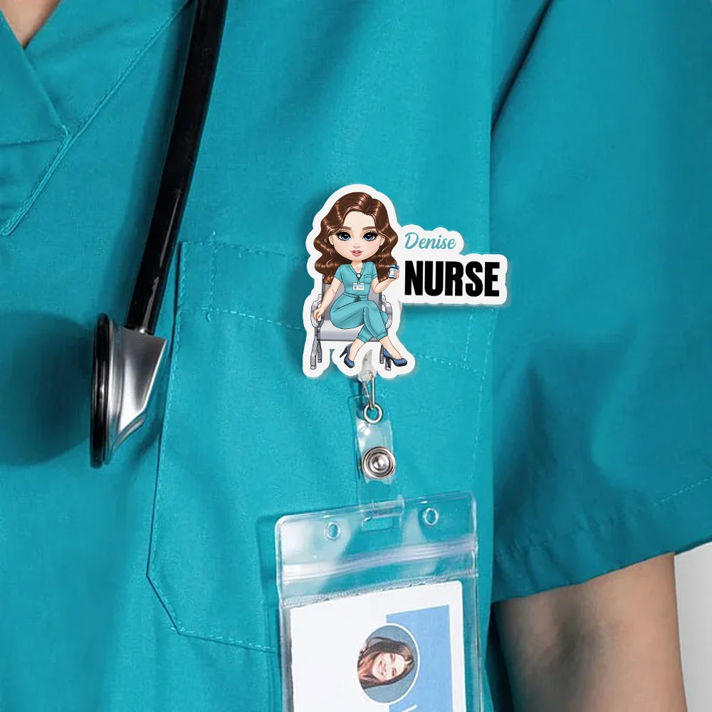 Personalized Cartoon Medical Character Acrylic Badge Reel Title Appreciation Nurse Week Gift for Doctor Nurse Medical Staff
