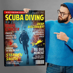 Personalized Scuba Diving Magazine Cover, Custom Scuba Diving Dad Gift, Scuba Diving Lover Gift