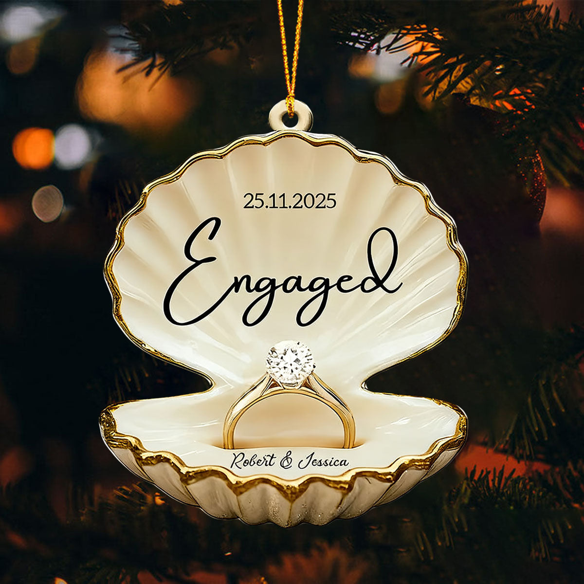 Engaged, Couple Christmas Home Decor, Christmas Ornament, Personalized Ornament