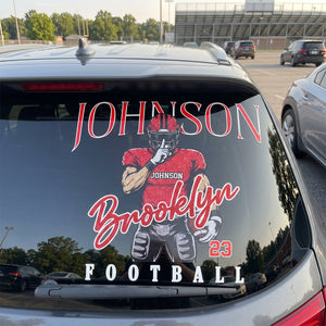 Personalized Name & Number Football Car Decal – Retro Football Design For Fans