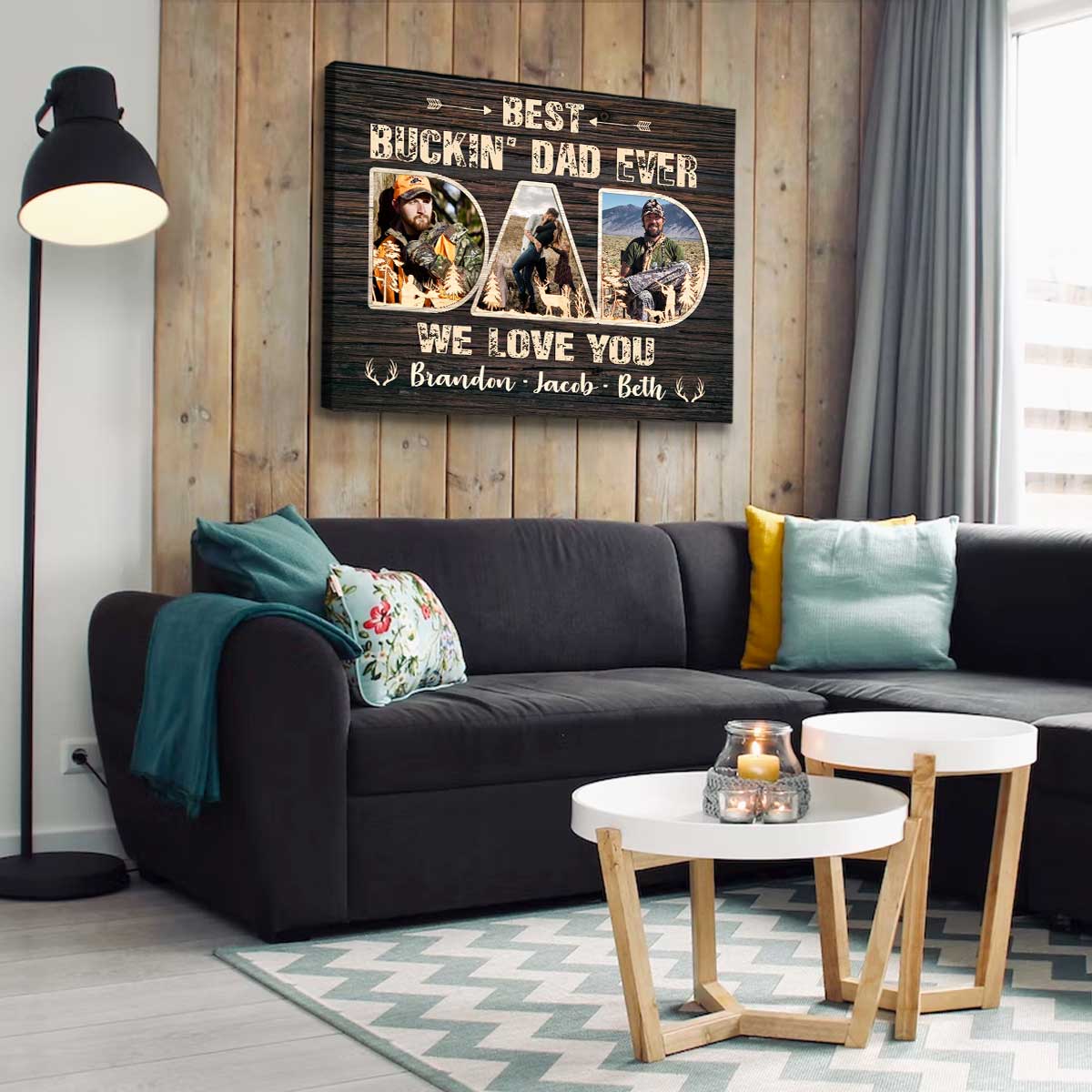 Best Buckin’ Dad Ever Personalized Photo Canvas, Gift for Hunter Dad