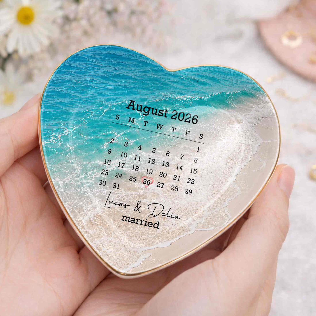 Personalized "Married" Jewelry Dish – Gift For Couples