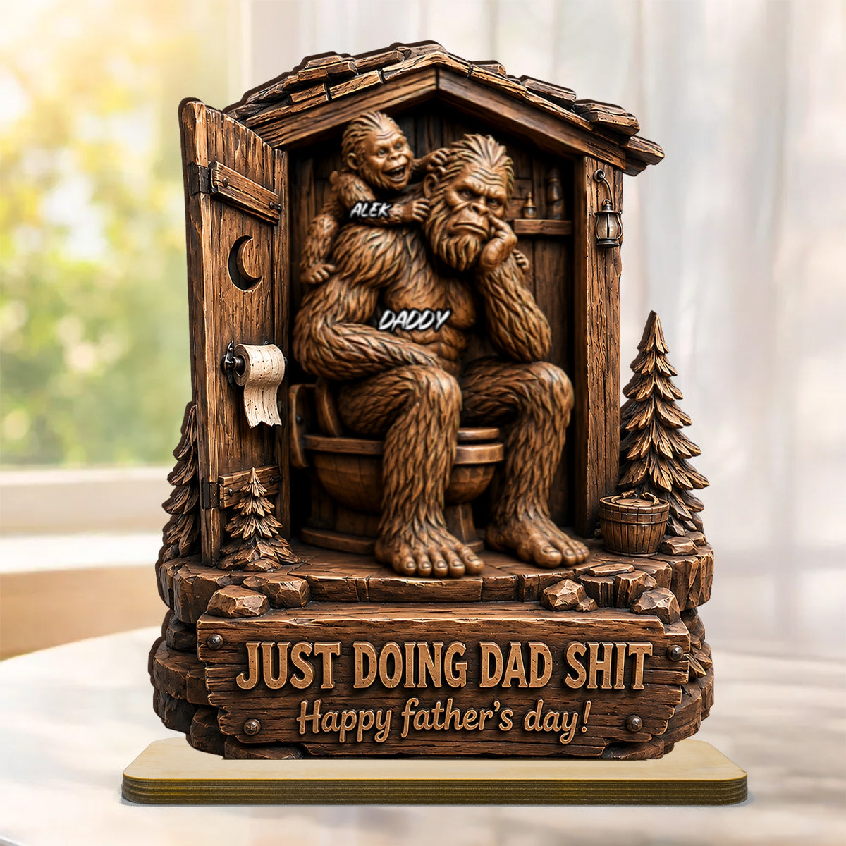 Father's Day Gift For Dad & Husband – Personalized "Just Doing Dad Sh*t" Wooden Plaque