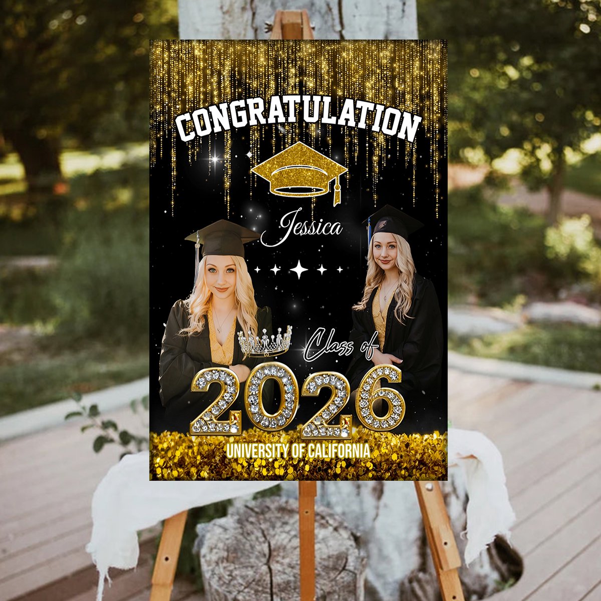 Congratulation Class Of 2026 Glitter Custom Party Welcome Sign - Personalized Graduation Decoration