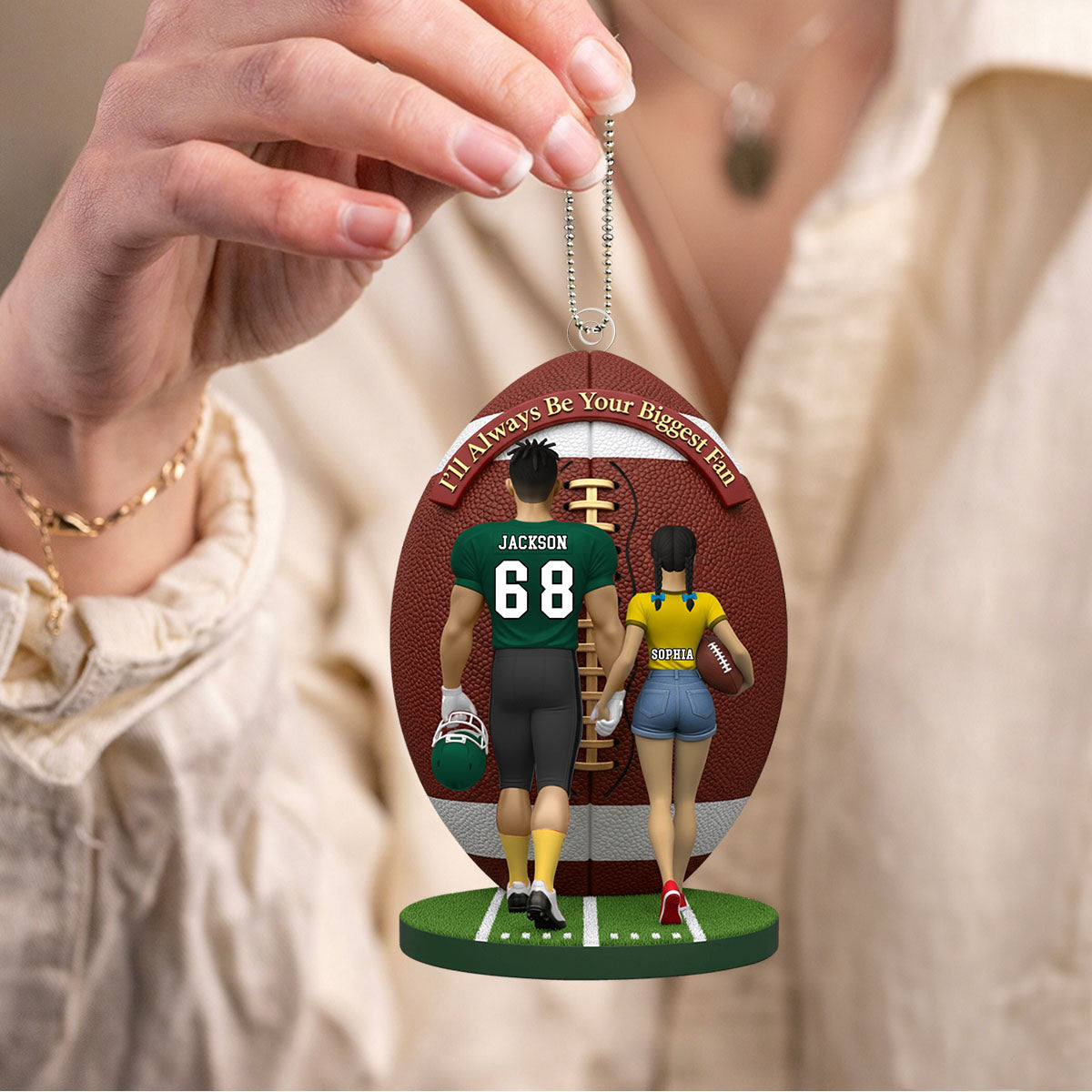 I'll Always Be Your Biggest Fan - American Football Couple Personalized Ornament