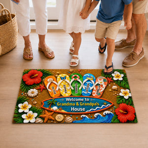 Personalized "Hello Summer Vibes" Doormat – Welcome To Grandma & Grandpa's House | Summer Decor