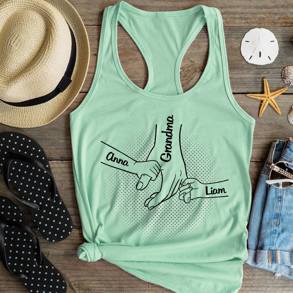 Hand in Hand I Will Always Protect You Family Personalized Tank Top